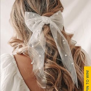 Lulus Mariella White Pearl Tulle Bow